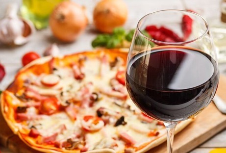 Pizza paired with craft wine