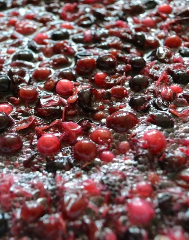 The process of fermentation the pulp from berries for cooking wine